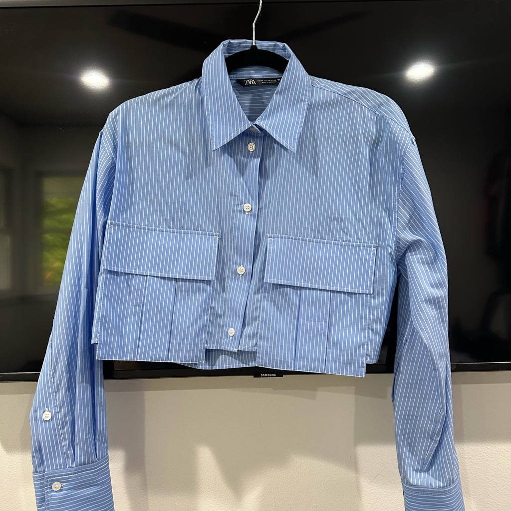Zara Light Blue Striped Shirt